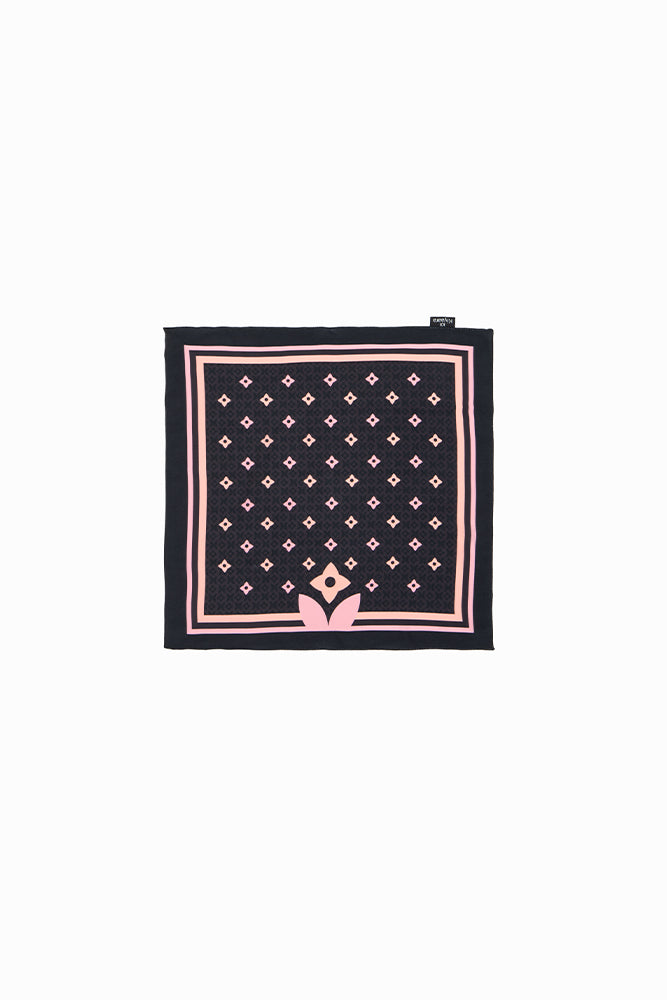 Noir Petal Serenade Scarf (18" x18")