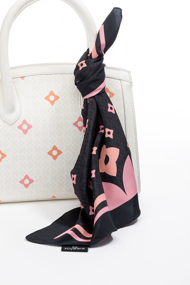 Noir Petal Serenade Scarf (18" x18")