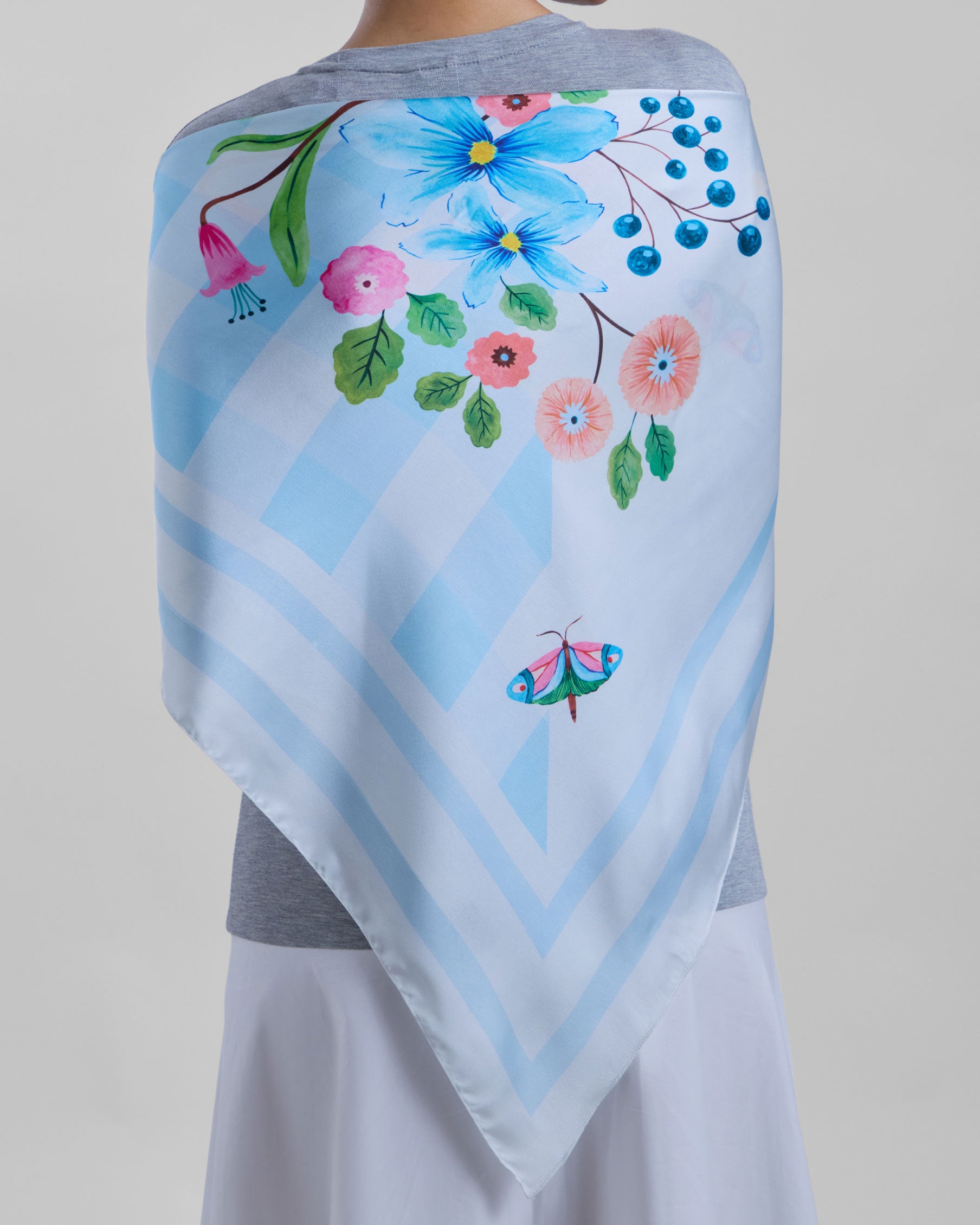 Dottie Large Square Scarf Sky Blue