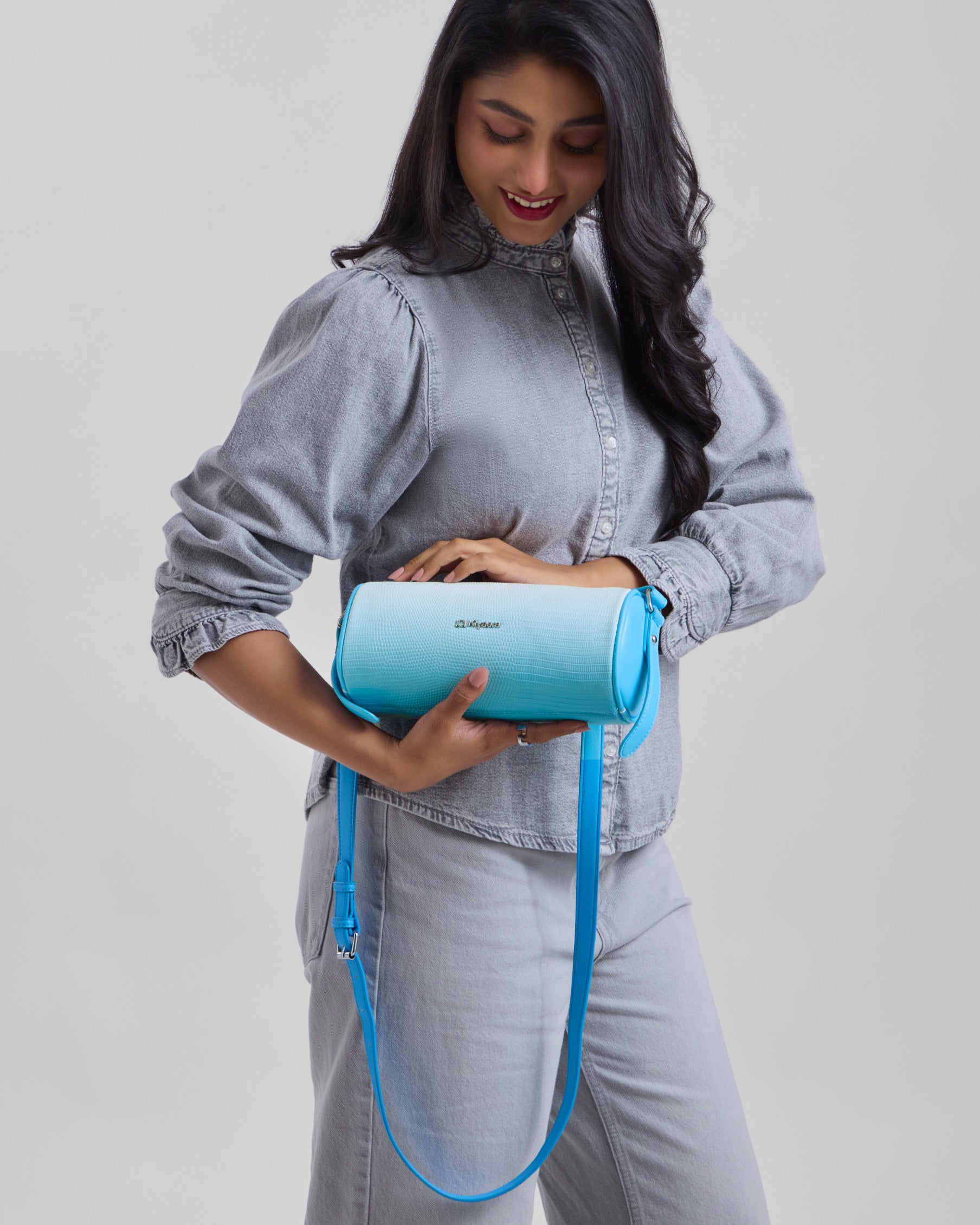 Luner Cylindrical Crossbody Bag Blue Ombre
