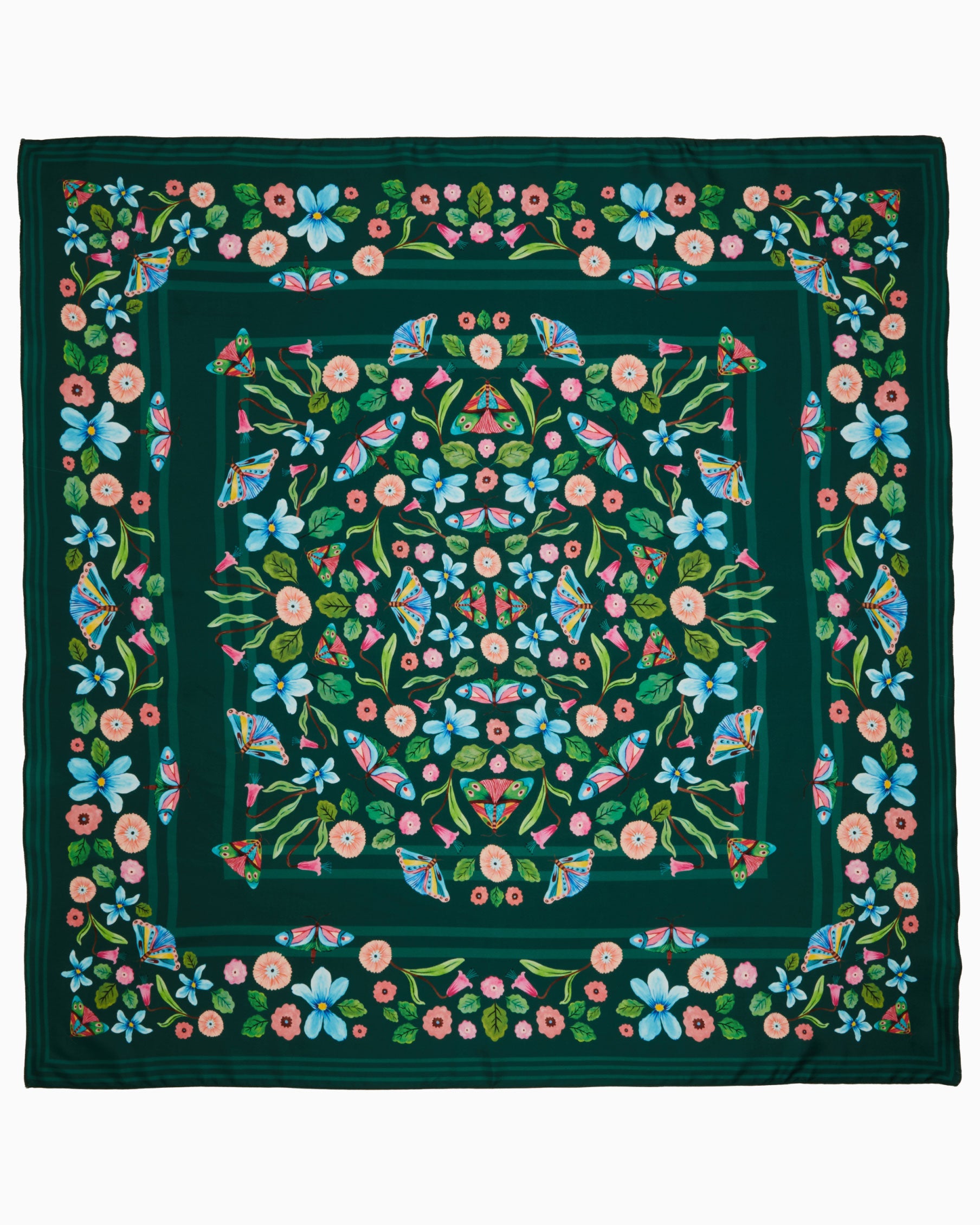 Meadow Trail Large Square Scarf Forest Green