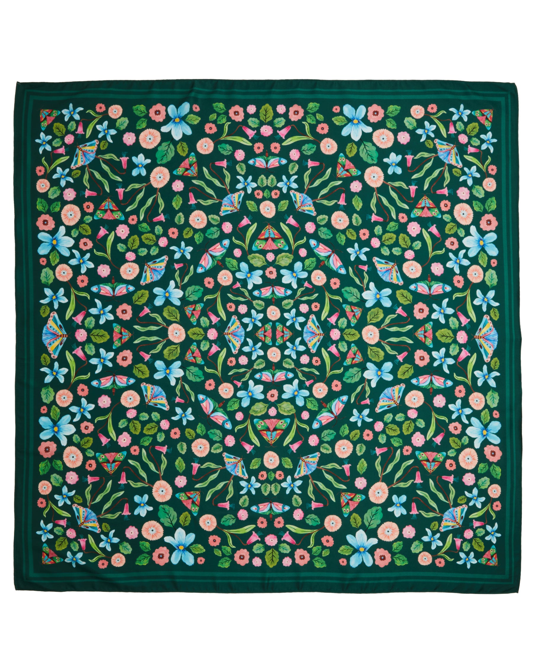 Meadow Large Square Scarf Forest Green