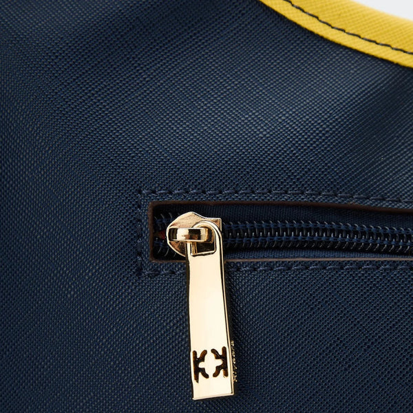 Multiple inner pockets and a back zip pocket keep everyday essentials organised.