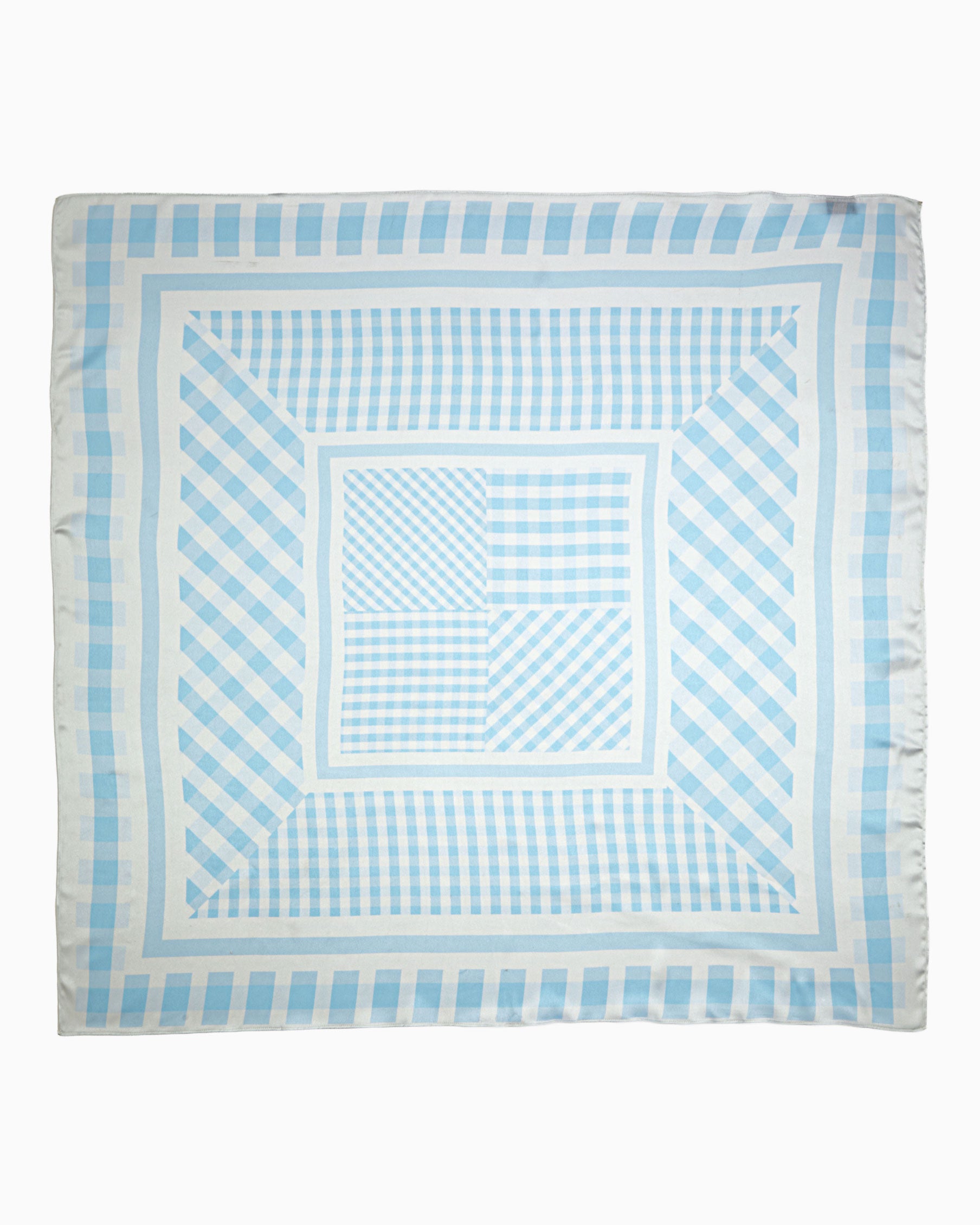 Dottie Chequered Large Square Scarf Sky Blue