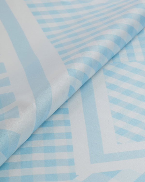Dottie Chequered Large Square Scarf Sky Blue