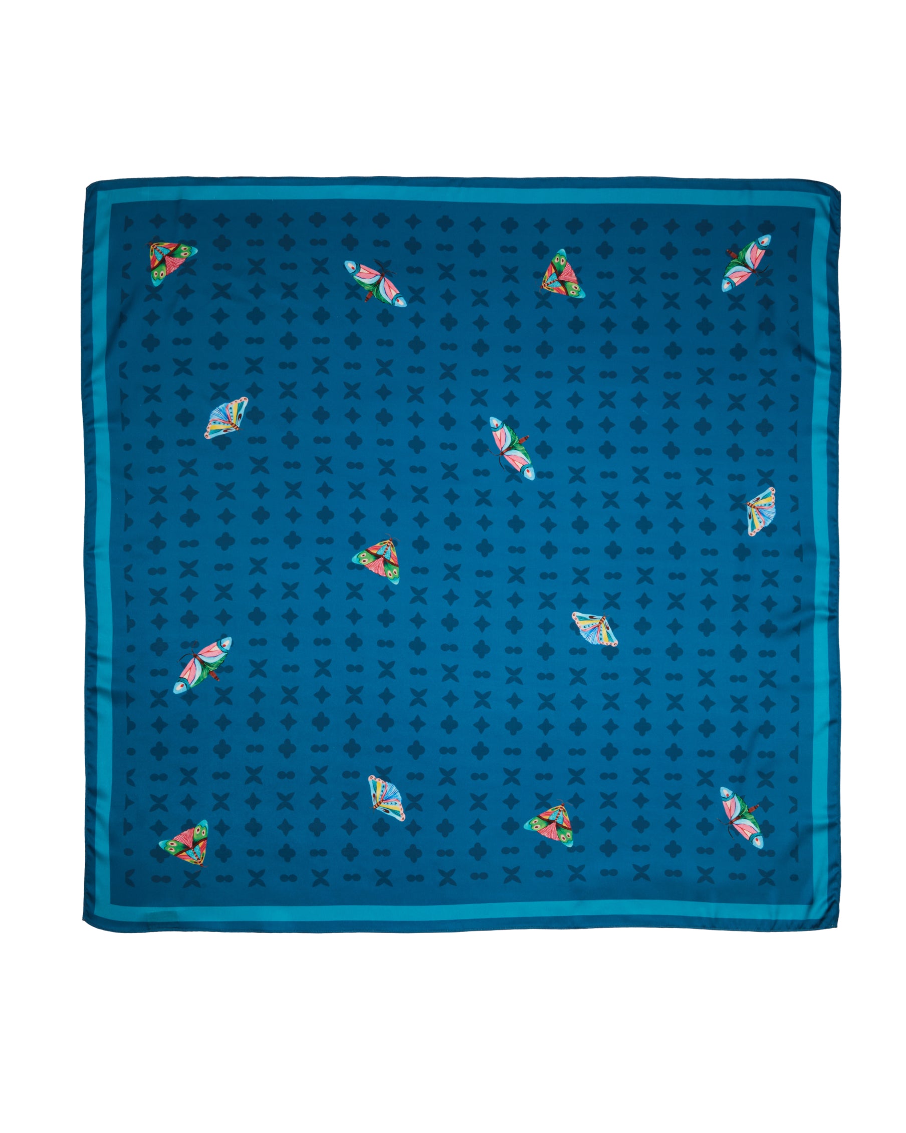 Muse Butterfly Motif Large Square Scarf Midnight Blue