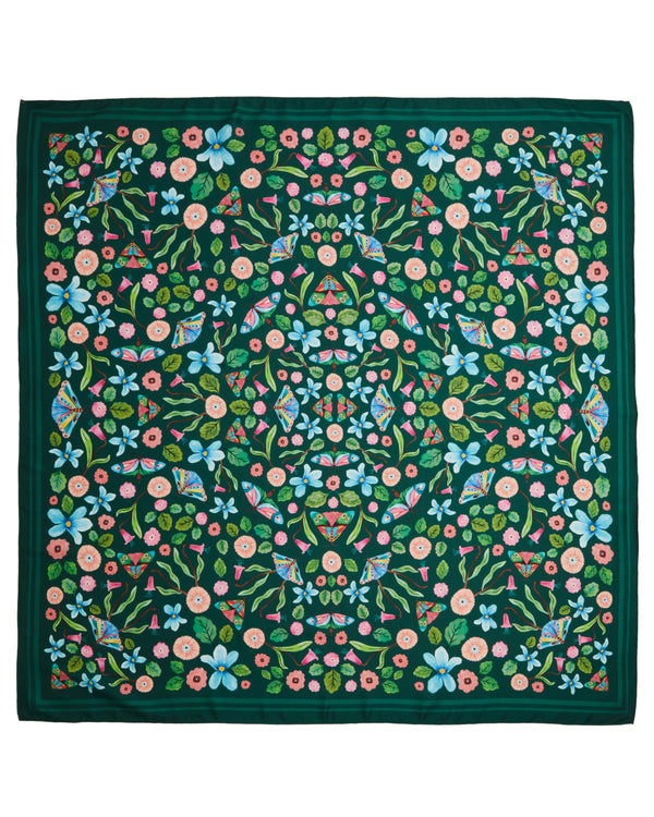 Meadow Large Square Scarf Forest Green