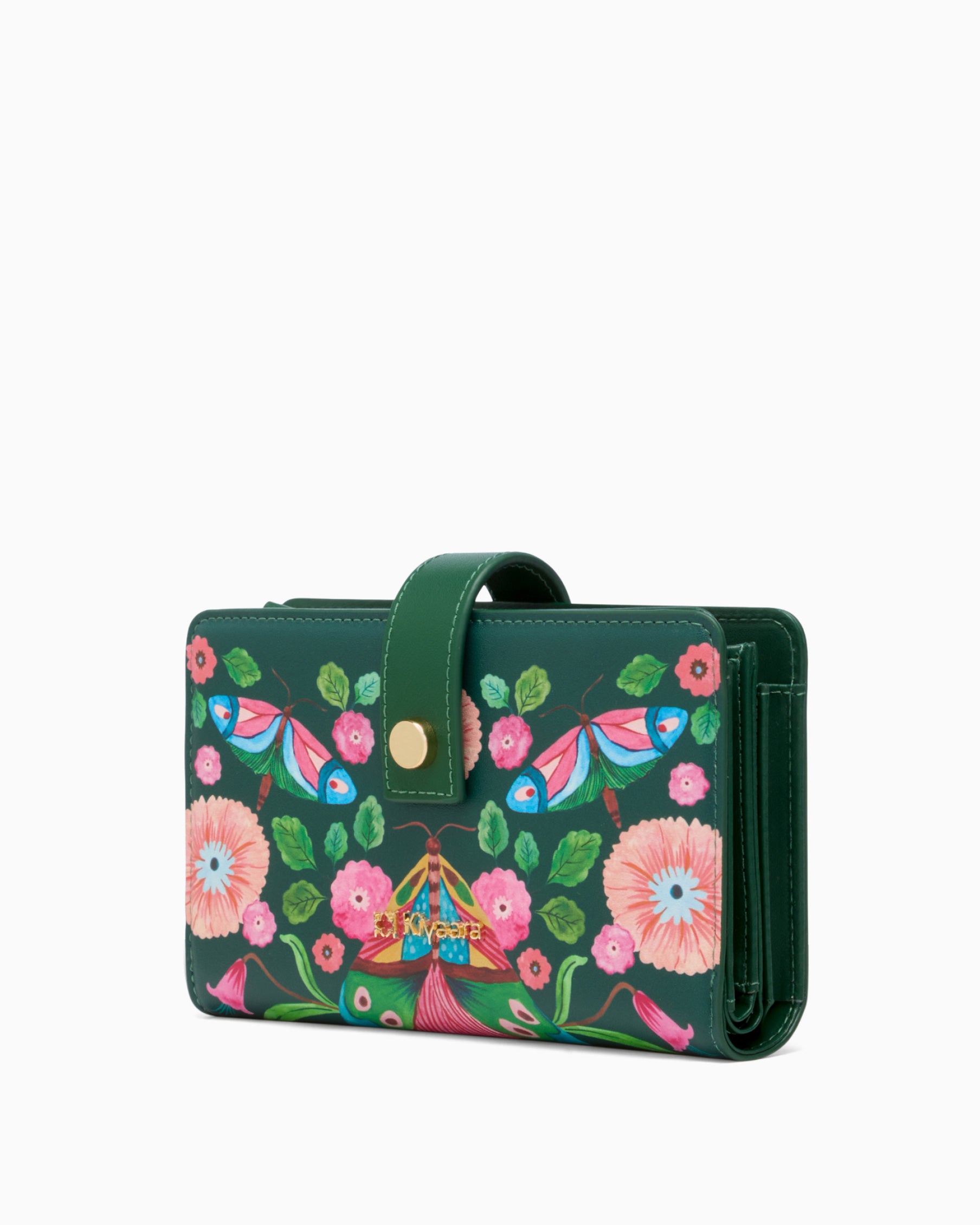 Pixi Zipper Wallet in Forest Green | Vegan Leather Printed Zipper