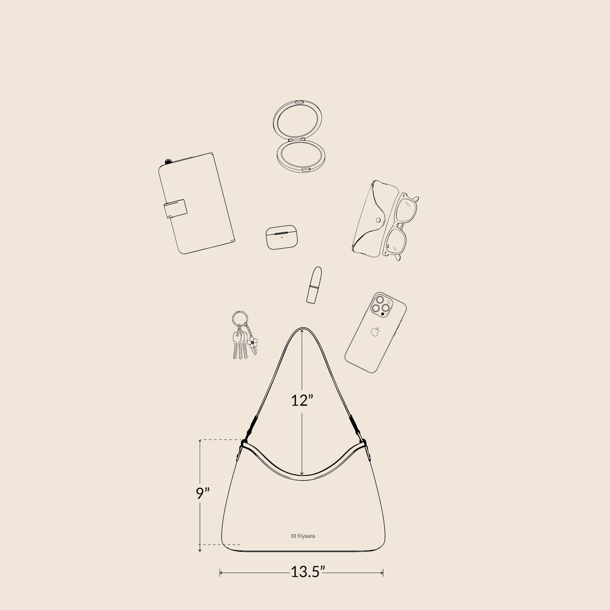 What fits inside the Avelin Shoulder Bag