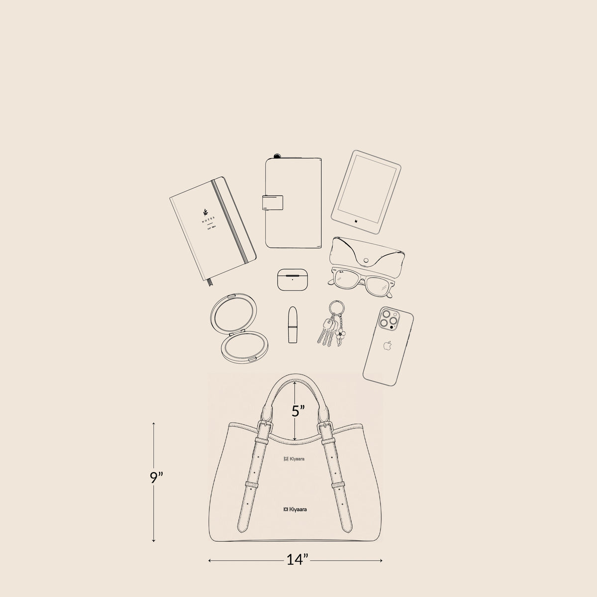 What fits inside the Dawn Tote Bag