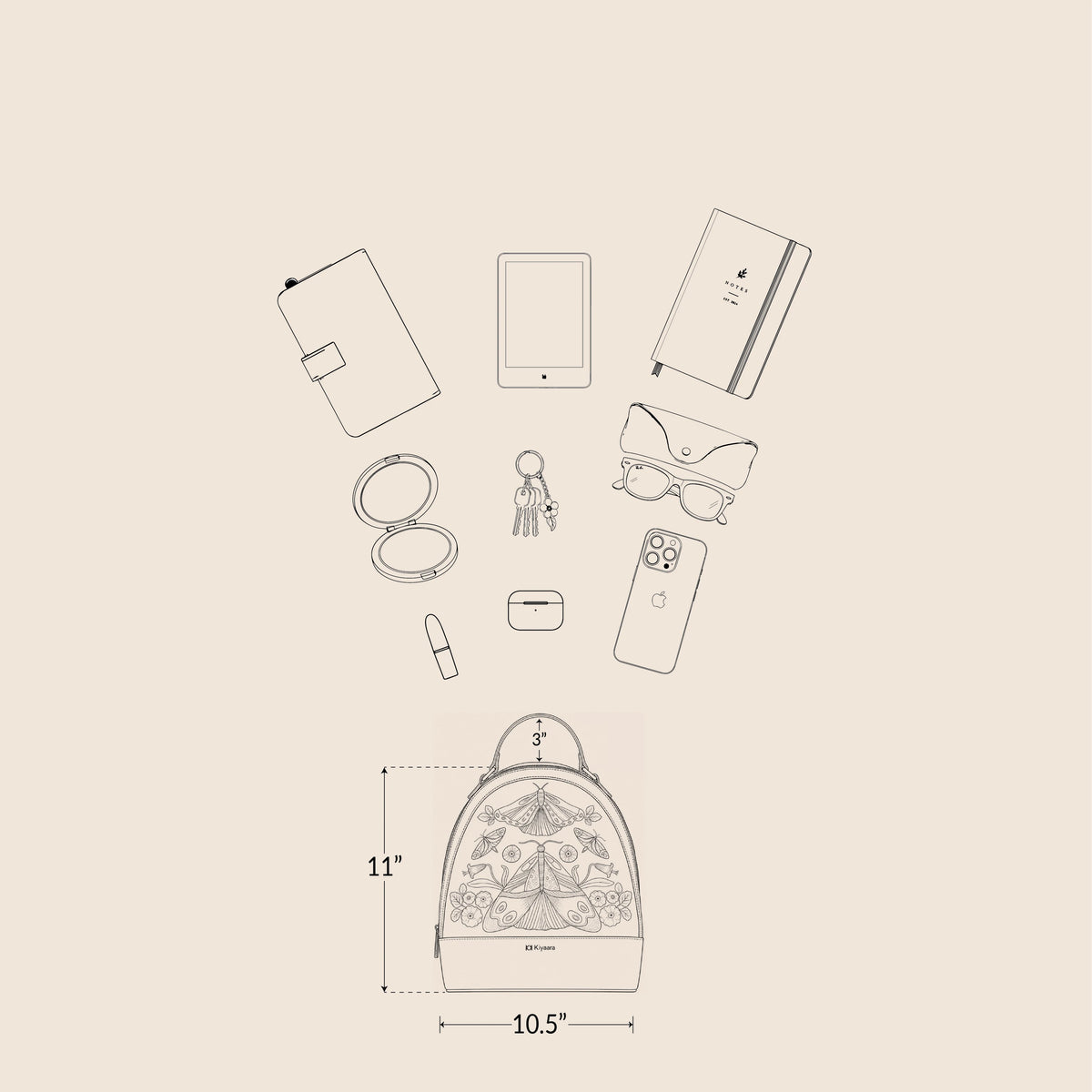 What fits inside the Elisse Backpack Forest Green