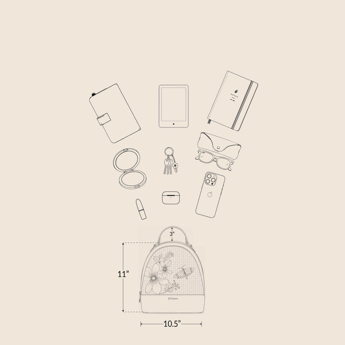 What fits inside the Elisse Backpack Sky Blue